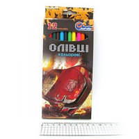 Олівці дерево 12 кольорів No7303AA-12 Crazy car у картоні