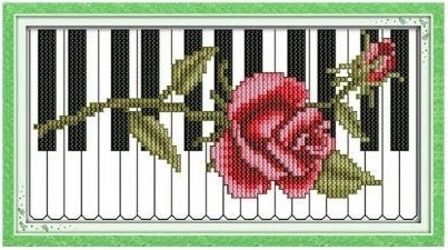 Набір для вишивання за нанесеною на канву схемою "Rose piano". AIDA 14CT printed, 13*21 см