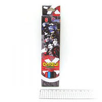 Олівці дерево 6 кольорів No7303AL-6 Motoracing у картоні