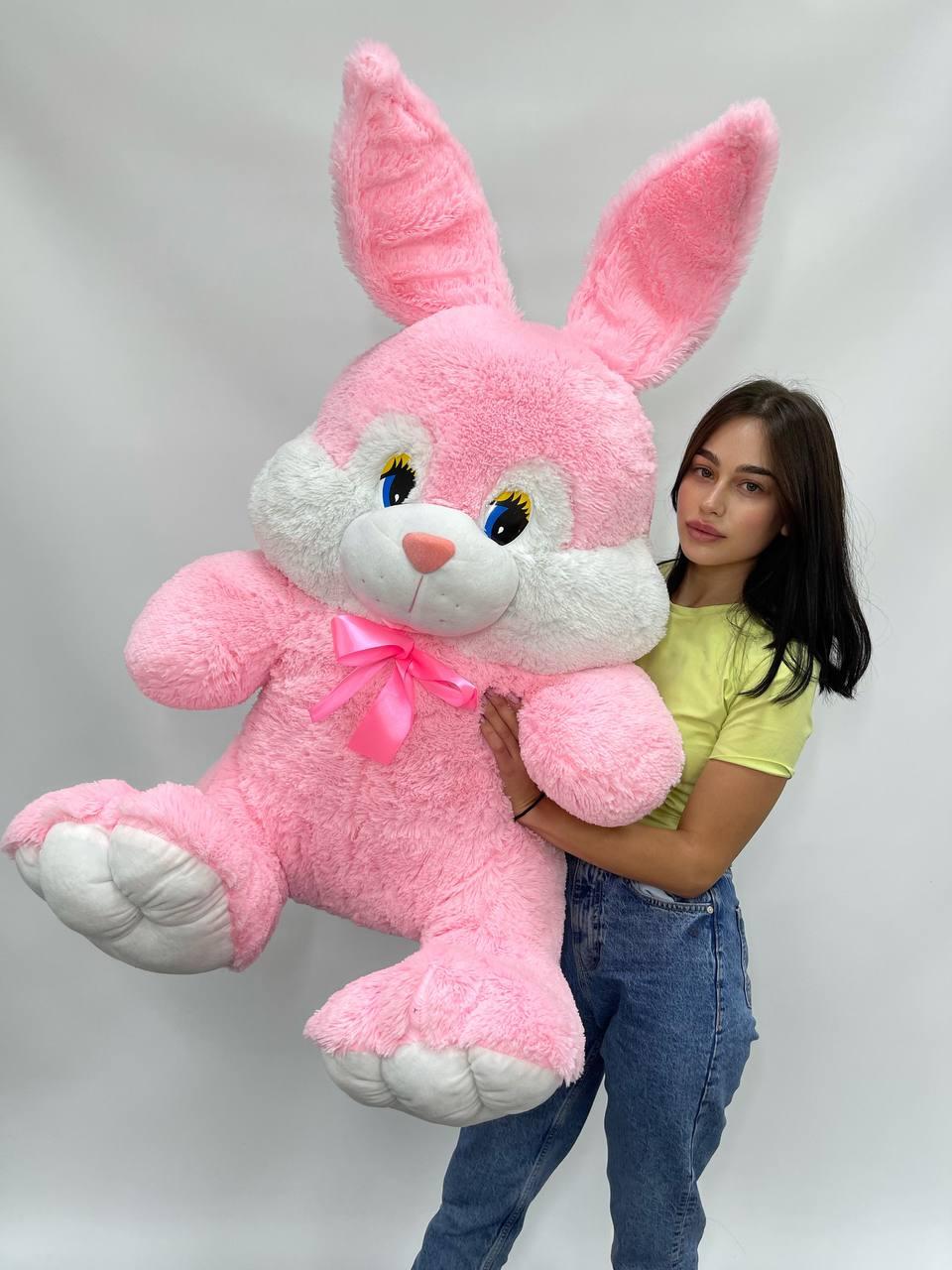Плюшевый заяц 140 см Рожевий, Мягкая игрушка заяц, Мягкая игрушка большая, Мягкий зайка