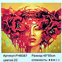 Картина-розфарбування по номерах на полотні 40*50 "Дівчина" (н-р акр.фарб+3 кисті) РН9387
