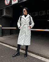 Зимнее женское пальто стеганое из плащевки на синтепоне выбор цвета | Женское пальто зима модное и стильное Белый, 50