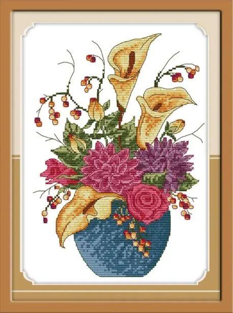 Набір для вишивання за нанесеною на канву схемою "Vase". AIDA 14CT printed, 26*34 см