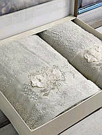 Подарочный набор полотенец (70x140 50x90) Pupilla в коробке махровые бамбуковые элитная серия Турция