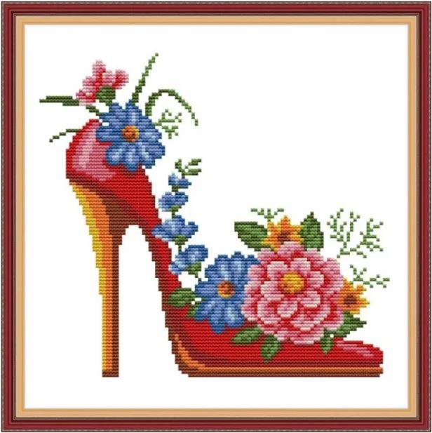 Набір для вишивання за нанесеною на канву схемою "Fashion high heels 5". AIDA 14CT printed, 28*28 см