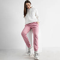 Спортивні штани з тринитки на флісі пудрові.