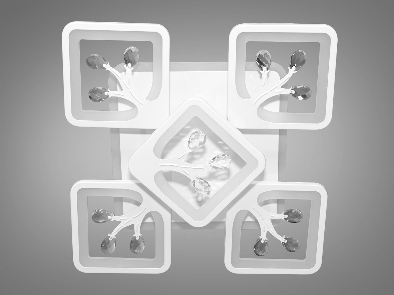 Акрилова світлодіодна люстра в спальню, колір білий, 85 W на 13 мм S8157-4+1WH-LS