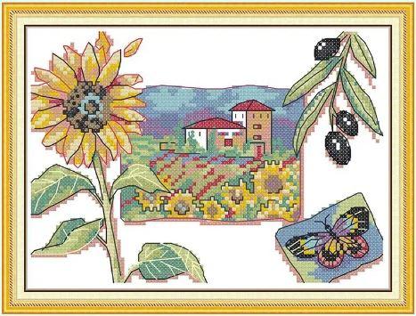 Набір для вишивання за нанесеною на канву схемою "Sunflower 3". AIDA 14CT printed 25*18 см
