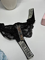 Жіночі мереживні стринги Victoria's Secret чорний wu087
