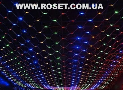 Новорічна LED гірлянда сітка 1,5х1,2 м (синя і мульти)