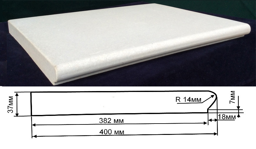 Копінговий камінь 500*400 для борту басейну HR "прямий".Колір білий., фото 1
