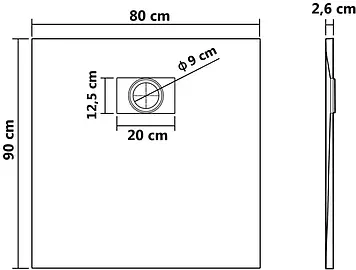 Піддон для душової кабіни SMC 90x80 см чорний