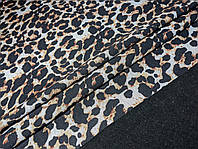 Ткань Трикотаж с начесом леопард, черно-серый
