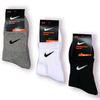 Шкарпетки жіночі спортивні махрова стопа бавовна середні Nike, розмір 36-40, асорті, 011252