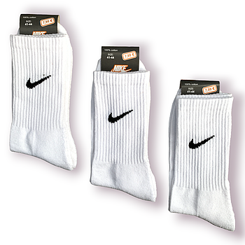 Шкарпетки жіночі спортивні махрові бавовна Nike, розмір 36-39, білі, 011250