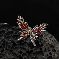 Кольцо для девушек роскошный подарок ретро кольцо с бабочкой ярко красной р. регулируемый
