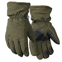 Плотные зимние перчатки SoftShell на флисе с сенсорными вставками олива размер универсальный L/XL