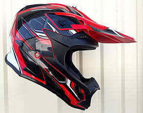 Кросовий мото шолом Ендуро Racing Red gloss з окулярами в комплекті