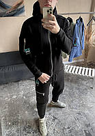Зимовий спортивний костюм з начосом чорна кофта на змійці+ чорні штани RAPID Grand