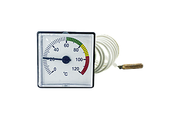 Термометр для котла SD Plus SD176, квадратний 45х45 мм, 0-120°C, з капіляром L=1000 мм