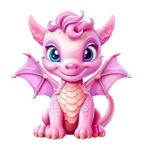 Наклейка для ростової фігури "Дракон рожевий" 80х75 см / новорічна наклейка (без обрізу по контуру)