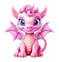 Наклейка для ростовой фигуры "Дракон розовый" 80х75 см / новогодняя наклейка (без обреза по контуру)