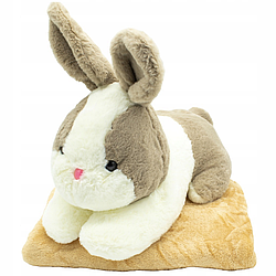 М'яка іграшка Зайчик 3в1, подушка з пледом 120×160 см, Бежевий / Дитячий плед-подушка