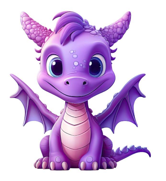 Наклейка для ростової фігури "Дракон фіолетовий" 80х71 см / новорічна наклейка (без обрізу по контуру)