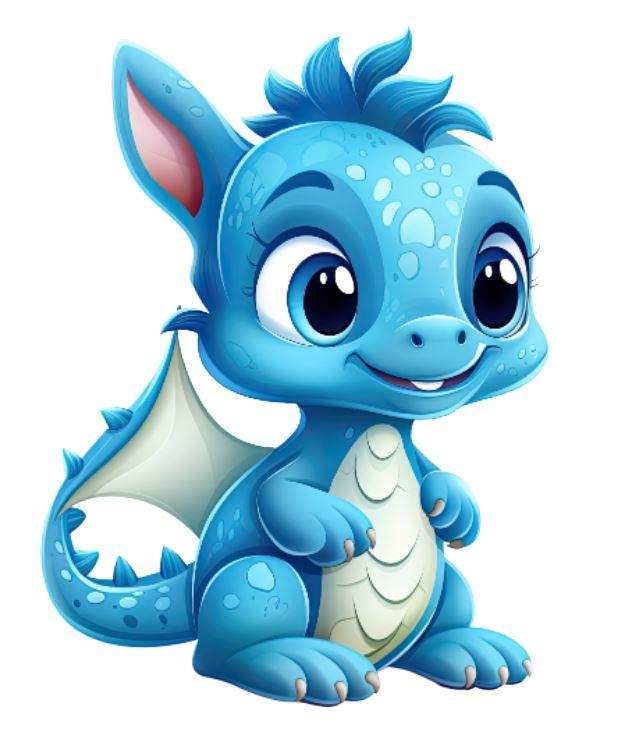 Наклейка для ростової фігури "Дракон блакитний" 80х60 см / новорічна наклейка (без обрізу по контуру)