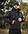 Куртка зимова Хантер Софтшел фліс Поліція чорна, фото 2