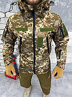 Демисезонная тактическая куртка Softshell Logos Tac пиксель Армейская куртка софтшелл на флисе пиксель