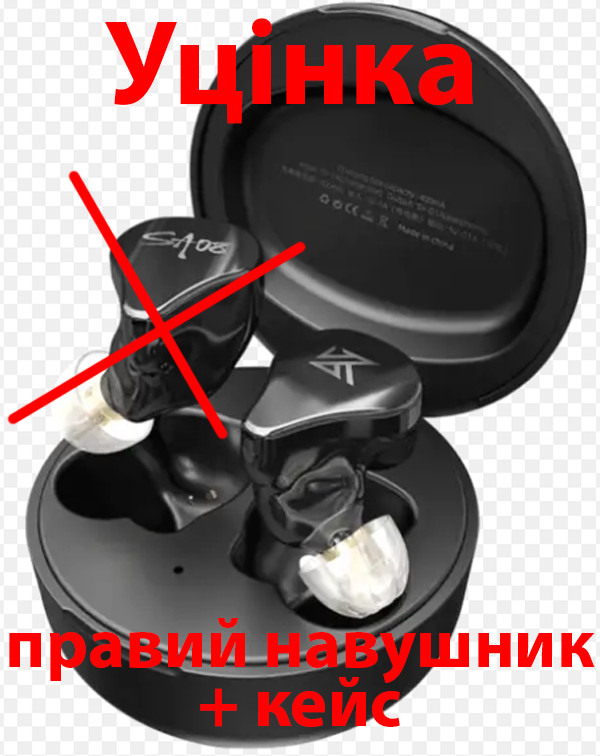 Уцінка* Навушники KZ SA08 black *Правий навушник + кейс