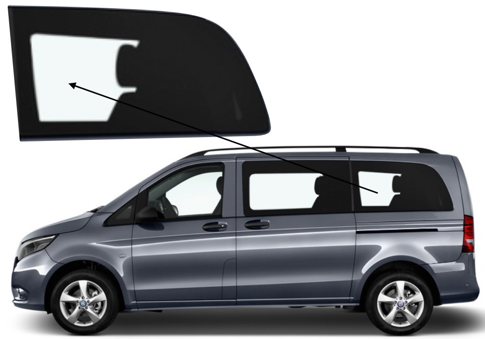 Бічне скло Mercedes Vito 2014-2023 салону заднє ліве коротка база, фото 1