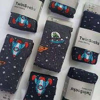 Колготи для хлопчика з малюнком космос Twinsocks р.-86-92,98-104,110-116 сірий , синій