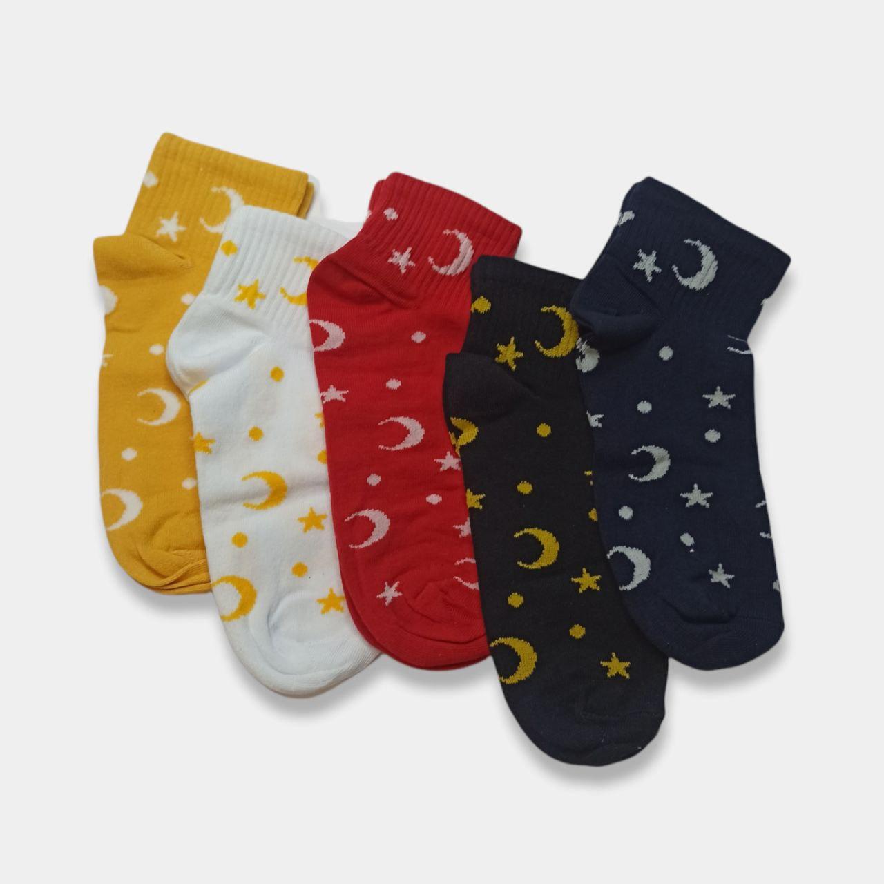 Укорочені жіночі шкарпетки з принтом зоряна ніч Twinsocks р.23-25(38-40) чорний, синій, червоний,жовтий