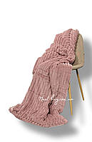 Теплый плюшевый плед шарпей розовый евро 210х230