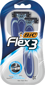 Набір бритв без змінних картриджів BIC Flex 3 Comfort. Блістер 3 штуки