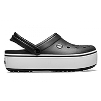 Crocs Crocband Platform Black White Оригинал, Женские Кроксы на платформе черные с белой подошвой с коробкой