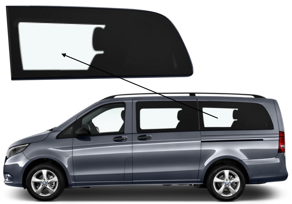 Бічне скло Mercedes Vito 2014-2023 салону заднє ліве довга база, фото 1