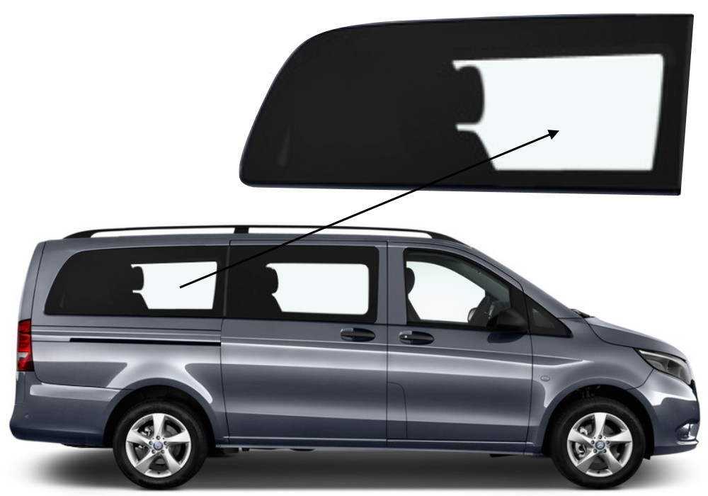 Бічне скло Mercedes Vito 2014-2023 салону заднє праве довга база, фото 1