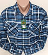 Тепла байкова чоловіча сорочка Hetai vd-0206 класична синя в клітку, байкова картата чоловіча сорочка, фото 6