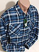 Тепла байкова чоловіча сорочка Hetai vd-0206 класична синя в клітку, байкова картата чоловіча сорочка, фото 8