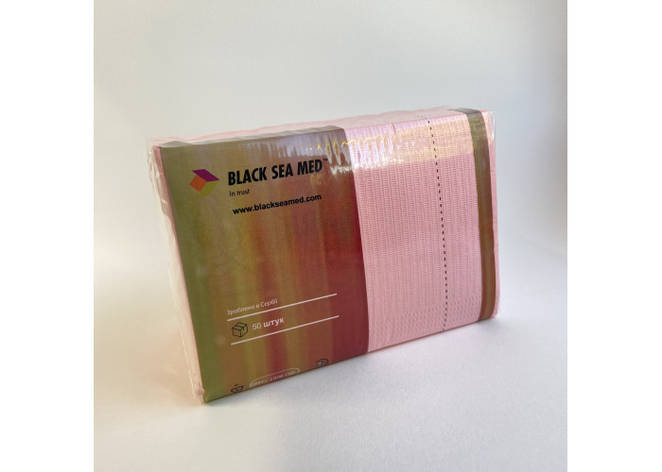 Нагрудники стоматологічні, тришарові, серветки BLACKSEAMED™, рожеві, 50 шт, фото 1