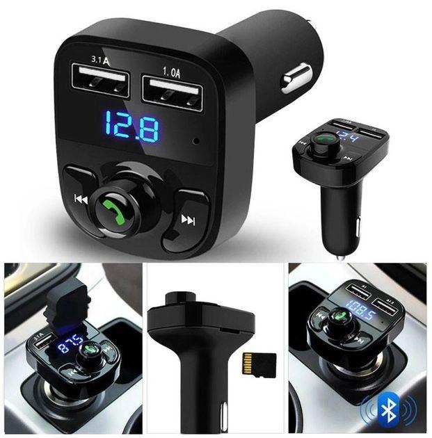 Автомобільний Bluetooth FM-трансмітер модулятор Car X8 чорний FM-модулятор 2 USB Bluetooth трансмітер MFLY.