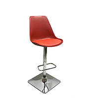 Барное кресло на квадратной хром опоре из эко-кожи Albert Bar 4CH - Base для мастеров и клиентов эко-кожа, полубарное, красное