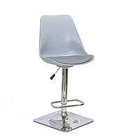 Барное кресло на квадратной хром опоре из эко-кожи Albert Bar 4CH - Base для мастеров и клиентов эко-кожа, полубарное, светло-серый