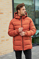 Зимняя удлиненная мужская куртка INDACO IC1260C Терракотовый, 48