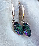 Містик каміння срібні сережки із золотом, фото 2