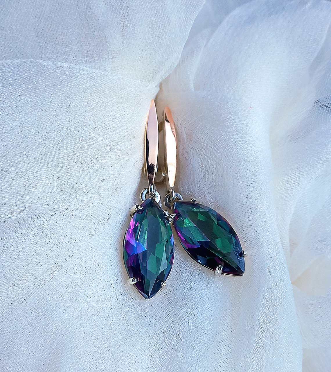 Містик каміння срібні сережки із золотом, фото 1