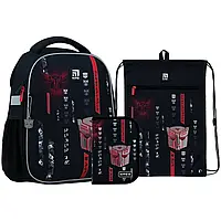 Рюкзак шкільний каркасний Kite Education Transformers TF22-555S + пенал + сумка